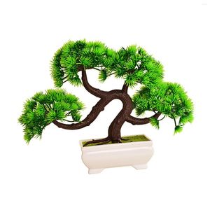 Decorative Flowers Artificial Bonsai Tree Fake Plant Potted House Plants Mini Faux For Bookshelf Bedroom Tabletop Home Decor