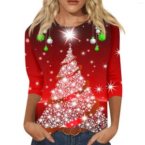 Женские футболки, модные повседневные пуловеры с длинными рукавами и рождественским принтом, толстовки с круглым вырезом, топ, блузка, простые, универсальные, 2023