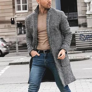 Misturas de lã masculina outono inverno moda casaco de lã cor sólida único breasted lapela casaco longo jaqueta masculina engrossar quente casual outwear 230927