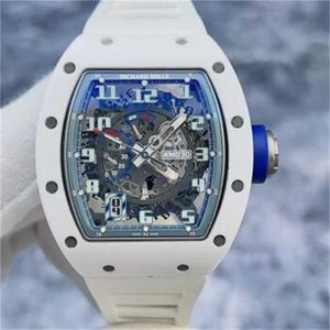 Серия часов Richardmill Tourbillon Швейцарские наручные часы Часы Мужские часы RM030AO Global Ограниченная серия из 50 экземпляров из белой керамики, серого и синего полого циферблата с WN-ZQUX