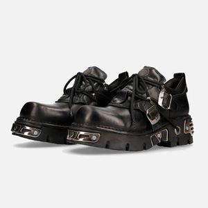 Mężczyźni designerskie skóra vintage męskie platforma Platforma Low Top Metal Cequine Rock Punk Style Wysoko podwyższające buty Koronkowe płaskie obcasy Rozmiar 35-44