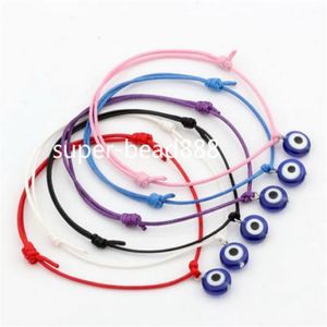 Ship 100pcs Hamsa String Evil Eye Lucky Red wax Cord Adjustable Bracelet2512