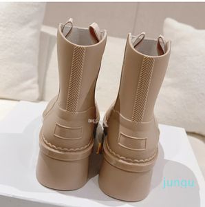 Women Rubber Booties Foam Embossed Ankle Boots Platform Thick Bottom Non-Slip TPU Rainboots