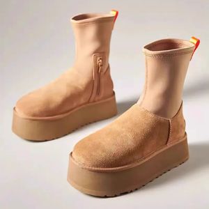 Boots Suede Cotton Boots Snow Warm Women Flats Platform Shoes 2024 Winter Chelsea Boots Ankle Short Plush Walking Chaussure Femme 230928