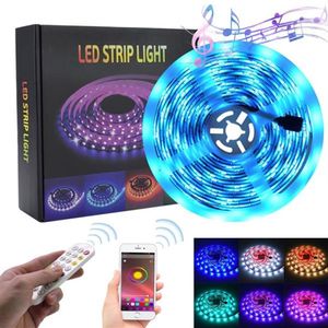 5m luzes de tira led rgb tiras fita luz 150 leds smd5050 à prova dwaterproof água controlador bluetooth 24key controle remoto263o