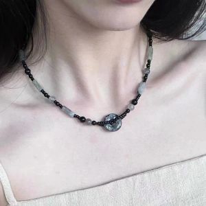 Vintage chiński styl jadeile donutowe naszyjniki mody szczęściarze łańcuchy Choker Naszyjnik Trend Biżuteria