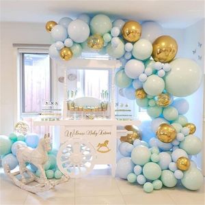 84pcs Set Macaron mavi pastel balonlar çelenk kemer kiti konfeti doğum günü düğün bebek duş yıldönümü partisi dekorasyon1265u