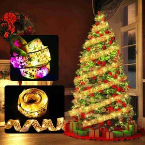 Juldekorationer Ribbon Fairy Light Christmas Decoration Christmas Tree Ornaments for Home Lights Navidad Natal New Year