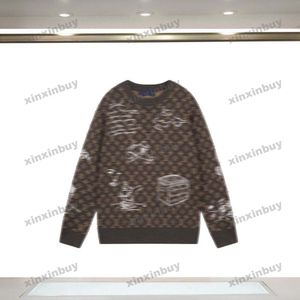 Xinxinbuy Men Designerパーカーセイターグラフィティレター刺繍編みパリ女性ブラックパープルイエローホワイトM-2xl