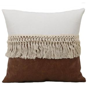 Pillow Tassel Patchwork Leather Sofa Home Bohemia Style Decorative Pillows Cover For Living Room Pillowcase