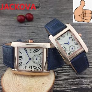 TOP Fashion Luxury Man Women Rectangle Shape Watch nice designer genuine leather strap Lady Watch High Quality Quartz Clock2745