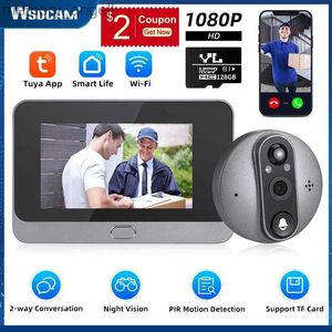 Doorbells Wsdcam Tuya WiFi Wireless Doorbell For Home 4.3Inch 1080P HD Door Peephole Camera App Night Vision Motion Detection Smart Home YQ230928