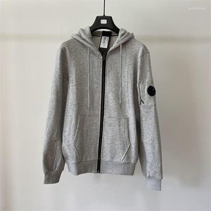 Moletom Com Capuz Masculino CP Casual Outono E Inverno Esportes Ao Ar Livre Cor Sólida Cardigan Com Zíper Jaqueta Moletom