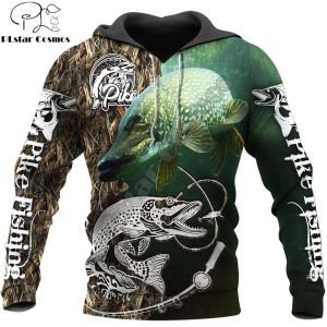 Moda Homens Hoodie Animal Pike Pesca 3D Impresso Harajuku Moletom Unissex Casual Pulôver Hoodies Sudadera Hombre KJ082 201020