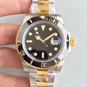 ST9 Stålkvalitetsklocka Automatisk mekanisk 40mm Två ton keramisk Bezel Black Dial Glide Lock Flod CLASP SAPPHIRE GLASS MENS WRIS281K