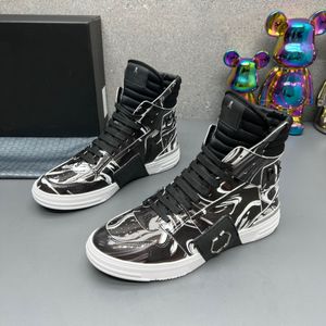 Luxury Brand Mens Ankle Boots Skull Cow Leather Knight Dance Sport High Top Cowboy Shoes Size 38-45