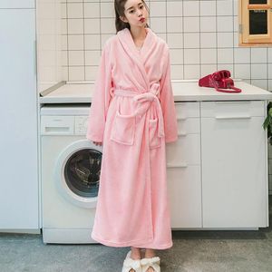 Women's Sleepwear Winter Bathrobe Women Flannel Fleece Warm Robes Shower Morning Autumn Thicken Soft Thermal Robe Nightwear Home Clothes