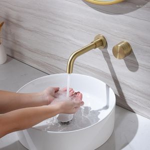 Badrumsvaskar kranar lyxiga toppkvalitet mässingskran väggmonterad kopparbassäng blandare kran kallt vatten 1 handtag dubbel kontroll