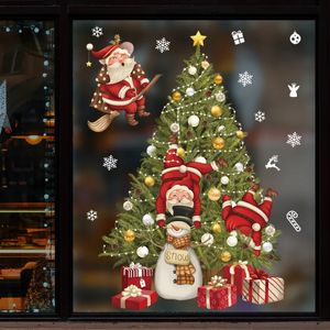 Naklejki ścienne okno ozdoby świąteczne Święty Mikołaj Wesołe lustro naklejka na Xmas Tree Glass Rok 2023 230928