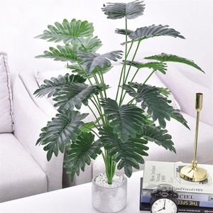 75 cm 24 Köpfe Tropische Monstera Pflanzen Große Künstliche Baum Palme Kunststoff Grüne Blätter Gefälschte Schildkröte Blatt Für Home Party Decor298f