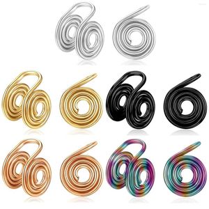 Backs Earrings 1-5 Pairs 10mm Stainless Steel Spiral Wire Wrapped Clip On Non Pierced Ear Cuffs Fake Nose Ring Hoop For Men Women