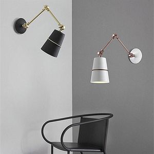 Lâmpadas de parede Modern Long Swing Arm Black Lamp Sconce para Room Studio Ao lado Wandlamp Aplique de Pared Indroo Home Fixtures245S