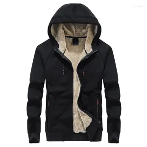 Men's Hoodies Fleece Zipper Hoodie Sweatshirt Mens 2023 Winter Thick Super Warm Coat Male Solid Color Jacket Men Brand Clothing 8XL