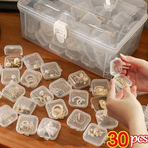 Bolsas de jóias 30 / 2pcs transparente quadrado caixa de jóias transparente embalagem de armazenamento de plástico pequeno mini brincos caso organizador portátil