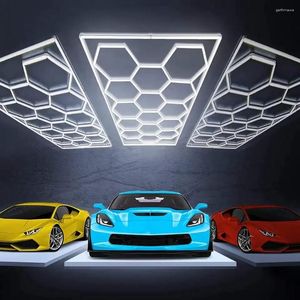 Luzes de teto E-top 16ftsx8fts 15 Grid LED Hexagon Garage Light 6500K Lâmpada para oficina detalhando showroom loja escritório ginásio