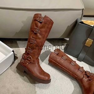 Stövlar brittiska avslappnade smala franska allt-i-ett svart lårhöga stövlar kvinnliga sommar 2023 Nya Western Cowboy Knight Boots Women Shoes X0928