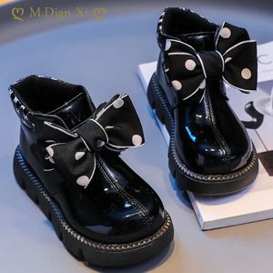 Boots Kids Baby Leather Boots Autumn Girl Bow Princess Boots Little Girl Boots Non-slip Soft-soled Single Boots Children's Shoes 230927