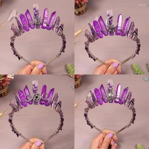 Hair Clips Natural Crystal Black Multicolored White Wicca Witch Accessories Sun Moon Crown Headband Tiara Gift