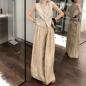 Casual Dresses Fat Sister Linen Fabric High Waist Slimming Pinch Pleated Summer Fashion All-Matching Design Pants 2023 Sun-Proof Trouser