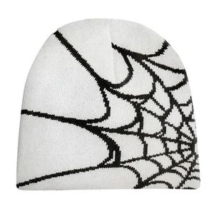 Beanie/Skull Caps Knitted Beanie Spider Web Design Y2k European American Fashion Warm Hat Hundred Take Autumn Winter Wool Streetwear Hip Hop 230925