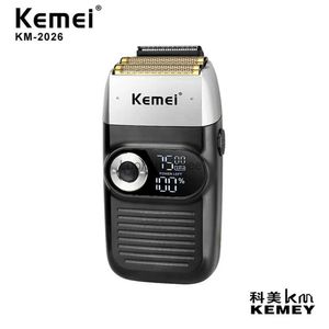 Electric Shaver Kemei Electric Shaver Professional Beard Trimmer Razor RACHARGABLE REFROCATING RACH 2 BLADE USB-avgift för män KM-2026 YQ230928