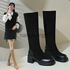 Boots Black Long Stockings Boots Shoes Women New Style Autumn Winter Plush Warm Thick Heels Chelsea Boots Square Head Platform Boots x0928