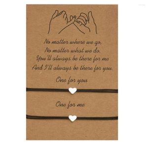 Braccialetti con ciondoli 2 pezzi Semplice piccolo cuore Moda regolabile Stella Bracciale con carta di amicizia Regalo Coppia creativa Donne