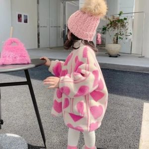재킷 의류 세트 소녀 2022 새로운 모직 코트 가을 겨울 아기 ​​패션 어린이 퀼트 플러시 플러시 아브리에노 NIA 230928