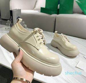 2023 famous leather color fashion round head heel lace up thick bottom size 35-41