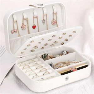 Jewelry earrings ring necklaces storage PU leather box Portable organizer for Travel case 210315244y