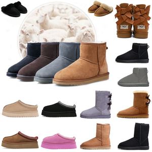 デザイナーTazz Tasman Boots Slippers Mini Platform Snow Autumn Winter Warm Full Full Fur Fur Ankle Ankle Mini GS 585401 Ultra Neumel Booties Satin Boot EUR 24-42