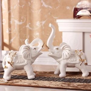 Vase 2PC Nordic Style Ceramic Elephant Statues Animal Sculpture Home Office Decoration Dorm Desktop Decor Birthday Gift