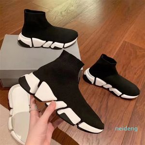 Designer -BOOTS Parskor Runner Trainers Mid Cut Ankle Boot Soft Stretch Knits Bygg Sock High-Top Sneakers Comfort Walking 35-45