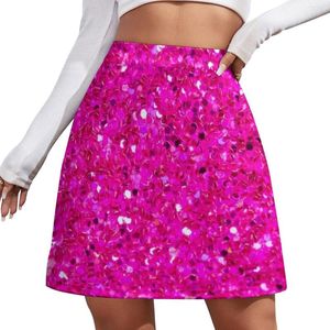 Gonne Minigonna fucsia rosa glitter per donna donna coreana