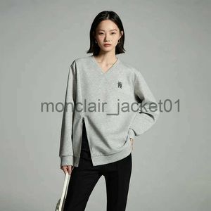 Kadın Hoodies Sweatshirts Toyouth Kadın Sweatshirts 2023 Sonbahar Uzun Kollu V Boyun Gevşek Hoodie Eşsiz Fermuarlı Bölünmüş Hem Sıradan Şık Drivover Üstleri J230928