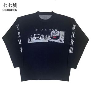 Herrtröjor harajuku tecknad stickad tröja män japan manga vinter kvinnor vintage pullover casual lös mjuk gata tröja unisex höst 230927