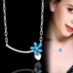 Choker Sinleery Sweet Pink Blue Opal Blommor Halsbandkedja på nackkvinnor Fashion Jewelry XL531