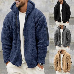 Men's Hoodies Sweatshirts Pants 2023 Fleece Hoodie Coats Autumn Winter Vintage Zip Hooded Jacket Solid Warm Black Blue Tops 230928