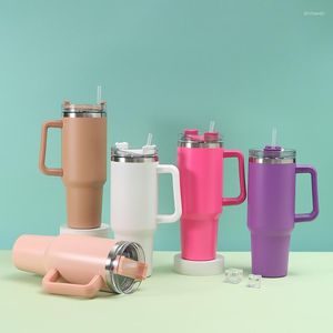 Water Bottles 1200ml Large Capacity Car Cup Stainless Steel Straw Cups Ice Coke Beer Insulated For Couples Student Office Drinkware
