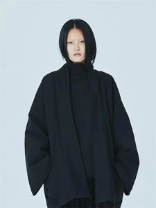 Мужское полушерстяное пальто Mao Ni, супер свободное кимоно, оверсайз, с V-образным вырезом в китайском стиле, гипертрофированный японский 230927